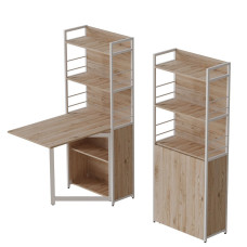 Стіл книжка з етажеркою Практик 2 Ferrum-decor 1555x640x990 Білий метал ДСП Дуб Сан-Марино 16 мм (FRD-104633)
