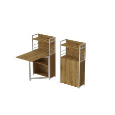 Стіл книжка з етажеркою Практик 1 Ferrum-decor 1200x640x990 Білий метал ДСП Дуб Артизан 16 мм (FRD-104623)