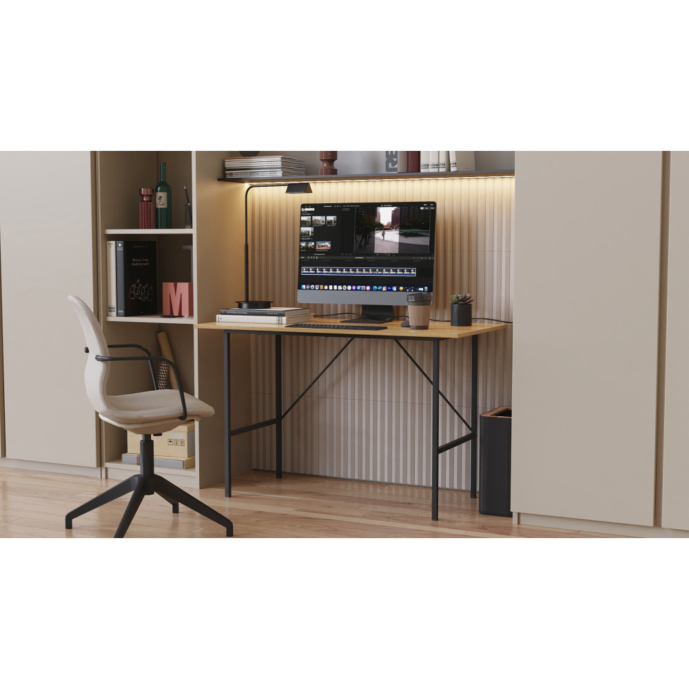 Стол письменный Line Тайм Ferrum-decor 750x1200x500 Черный металл ДСП Дуб Артизан 16 мм (FRD-104883)