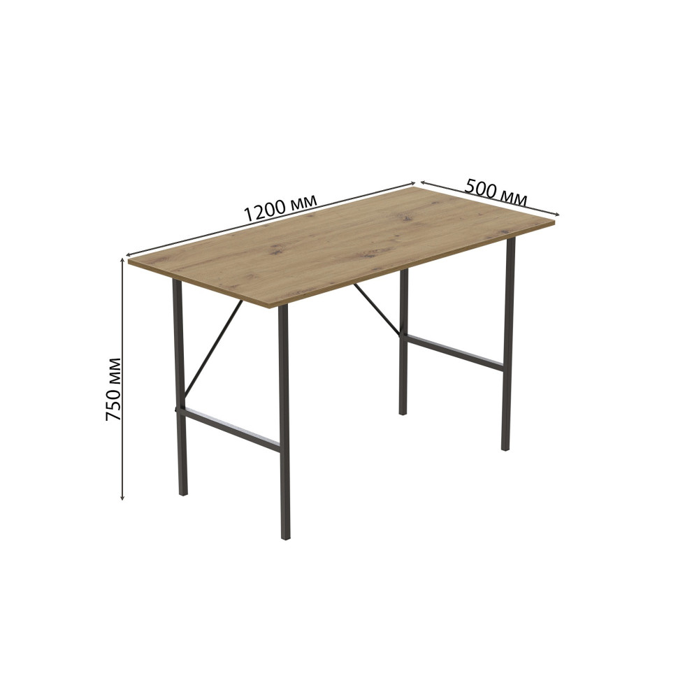 Стол письменный Line Тайм Ferrum-decor 750x1200x500 Черный металл ДСП Дуб Артизан 16 мм (FRD-104883)