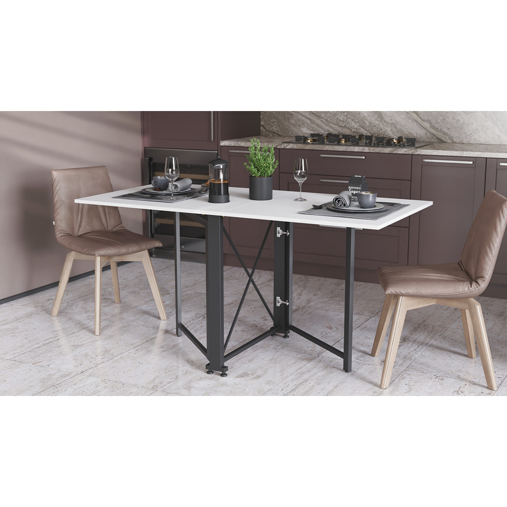 Стіл-книга трансформер Оріон 2 Ferrum-decor 750x1520x730 Чорний метал ДСП Біле 16 мм (FRD-104583)