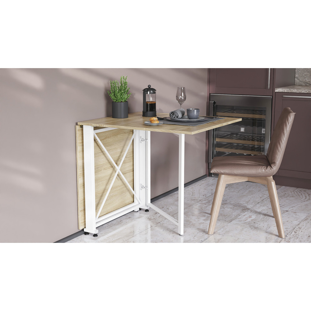 Стіл-книга трансформер Оріон 2 Ferrum-decor 750x1520x730 Білий метал ДСП Дуб Сонома 16 мм (FRD-104593)