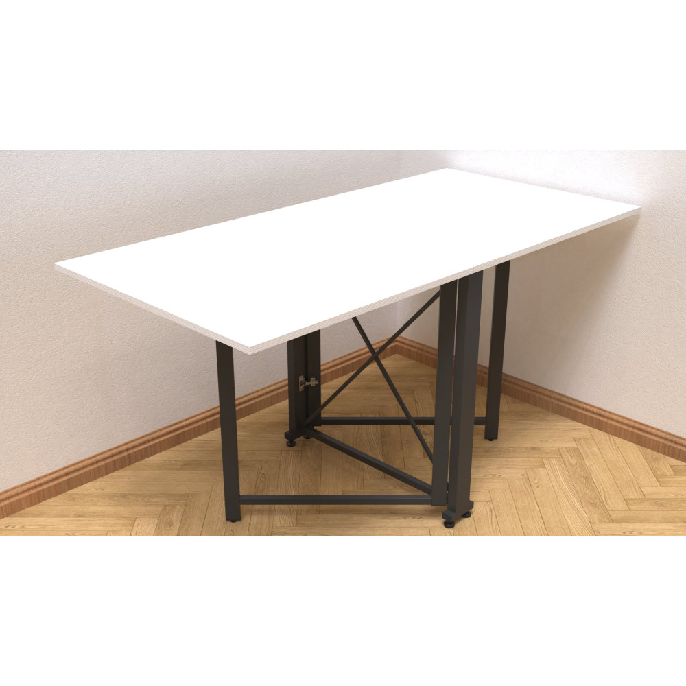Стіл-книга трансформер Оріон 2 Ferrum-decor 750x1520x730 Чорний метал ДСП Біле 16 мм (FRD-104583)