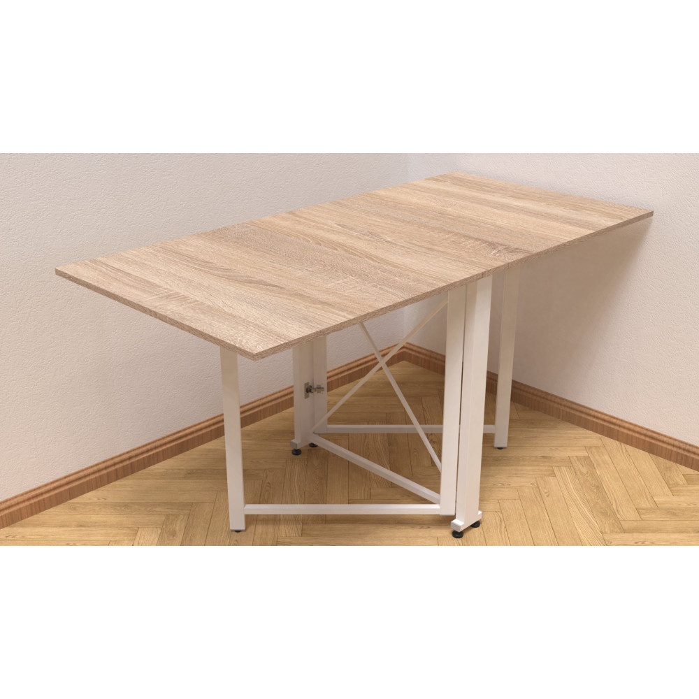 Стіл-книга трансформер Оріон 2 Ferrum-decor 750x1520x730 Білий метал ДСП Дуб Сонома 16 мм (FRD-104593)