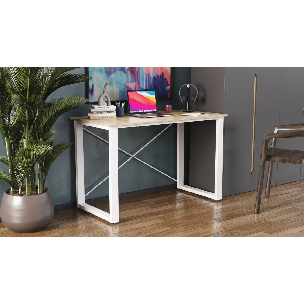 Письменный стол Ferrum-decor Драйв 750x1200x600 Белый металл ДСП Дуб Сонома 16 мм (FRD-103125)