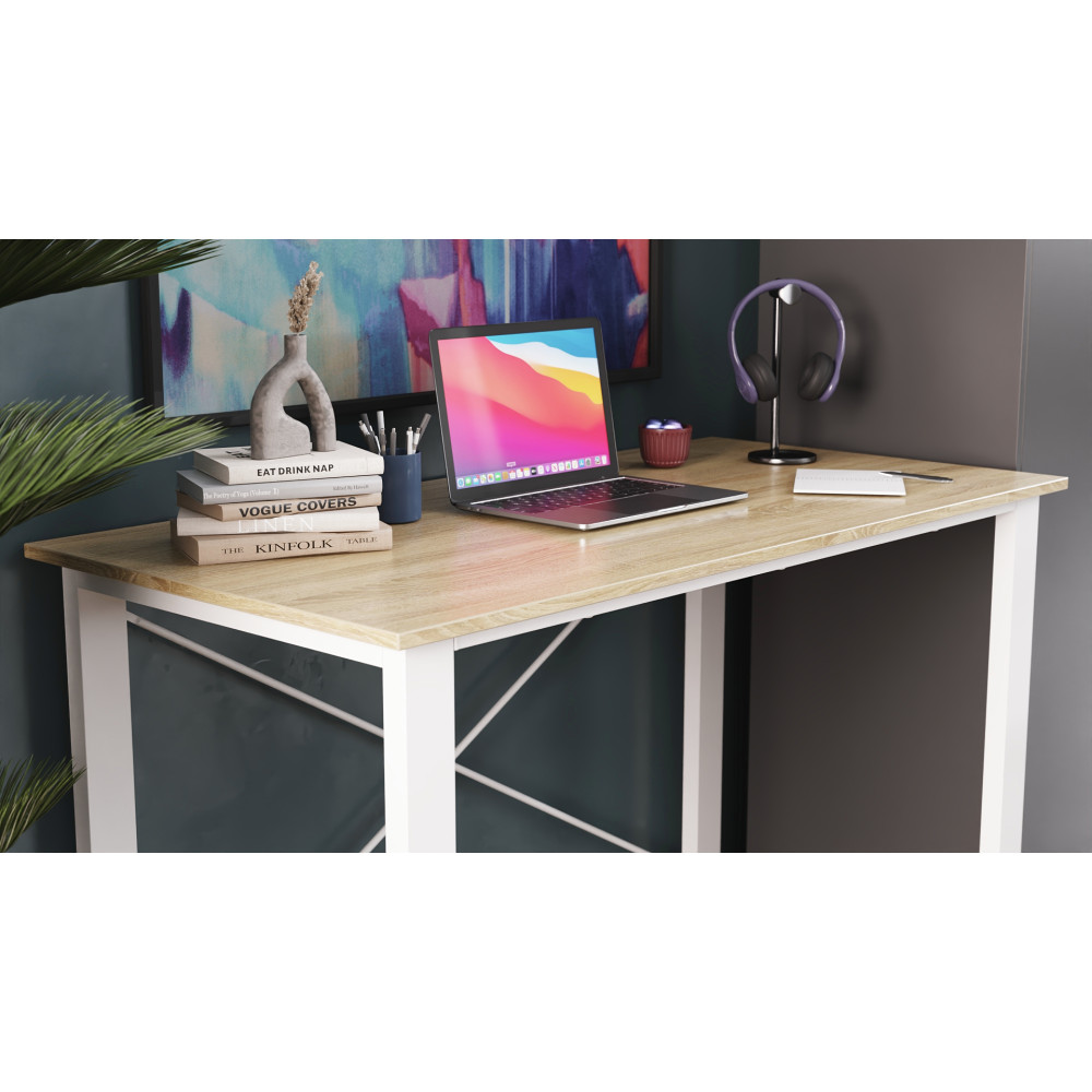 Письменный стол Ferrum-decor Драйв 750x1200x600 Белый металл ДСП Дуб Сонома 16 мм (FRD-103125)