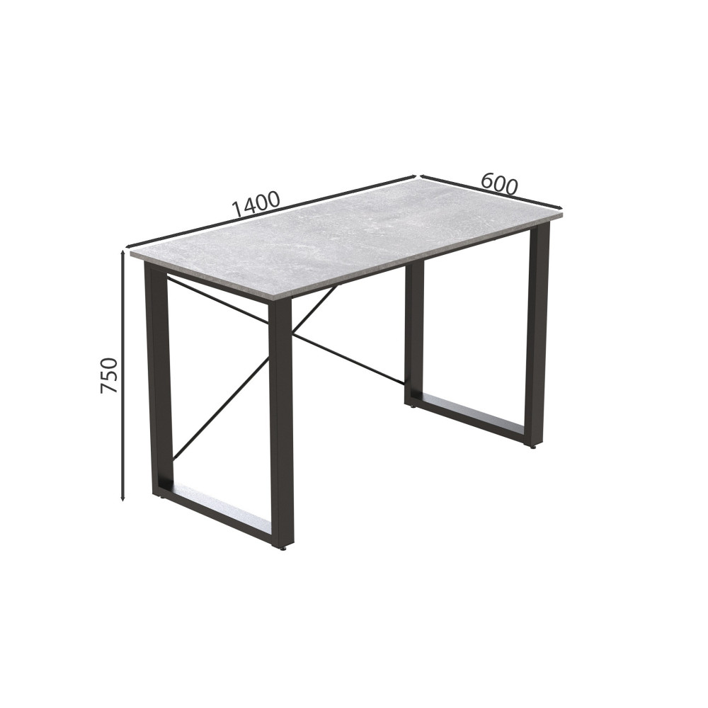 Письменный стол Ferrum-decor Драйв 750x1400x600 Черный металл ДСП Бетон 16 мм (FRD-103135)