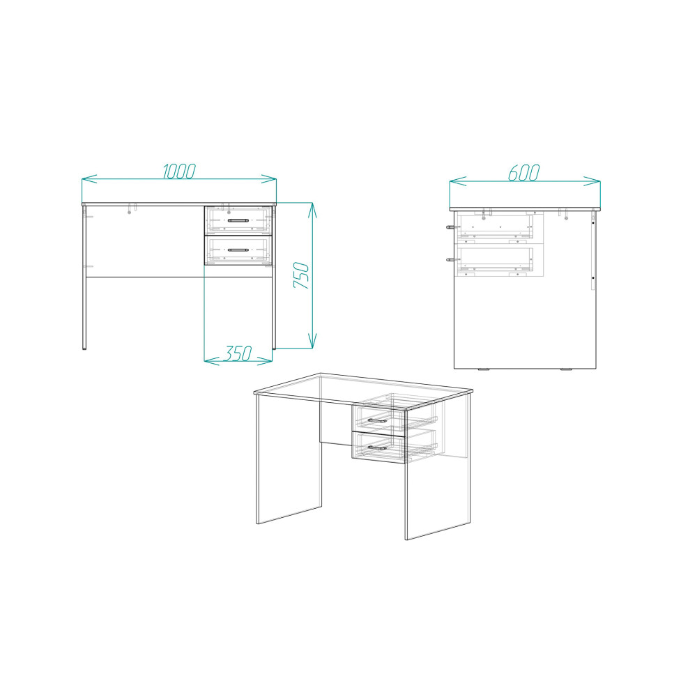 Стол компьютерный Винсент Ferrum-decor 750x1000x600 ДСП Дуб Сонома 16 мм (FRD-104785)
