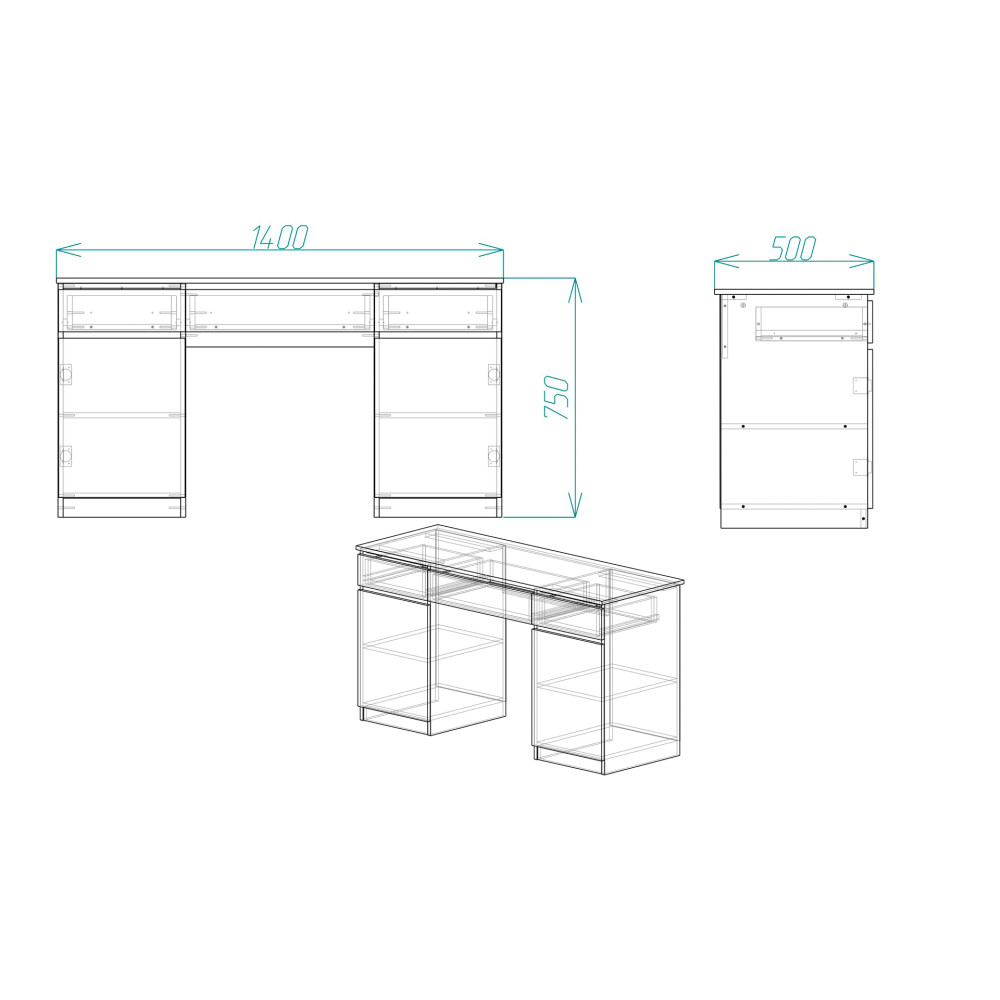 Стол компьютерный Вито 2 Ferrum-decor 750x1400x500 ДСП Бетон 16 мм (FRD-104835)