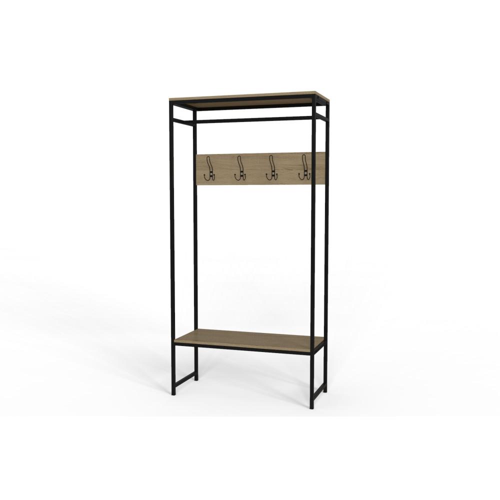 Вешалка напольная модульная Ferrum-decor Трелис 14 180x90x38 черный ДСП Дуб Сонома 16мм (FRD-104346)