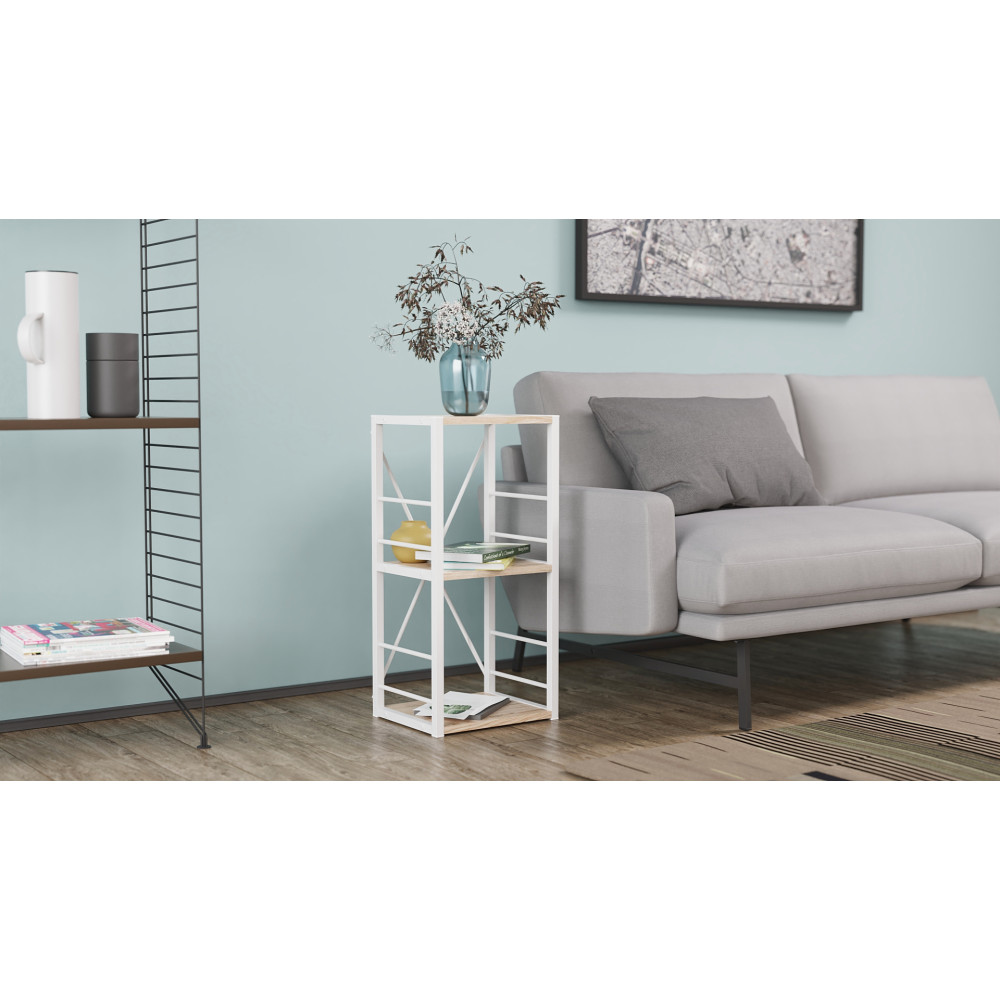 Етажерка 3/34 Ferrum-decor Серії Конект 73x34x28 білий ДСП Дуб Сан-Марино 16мм (FRD-104296)