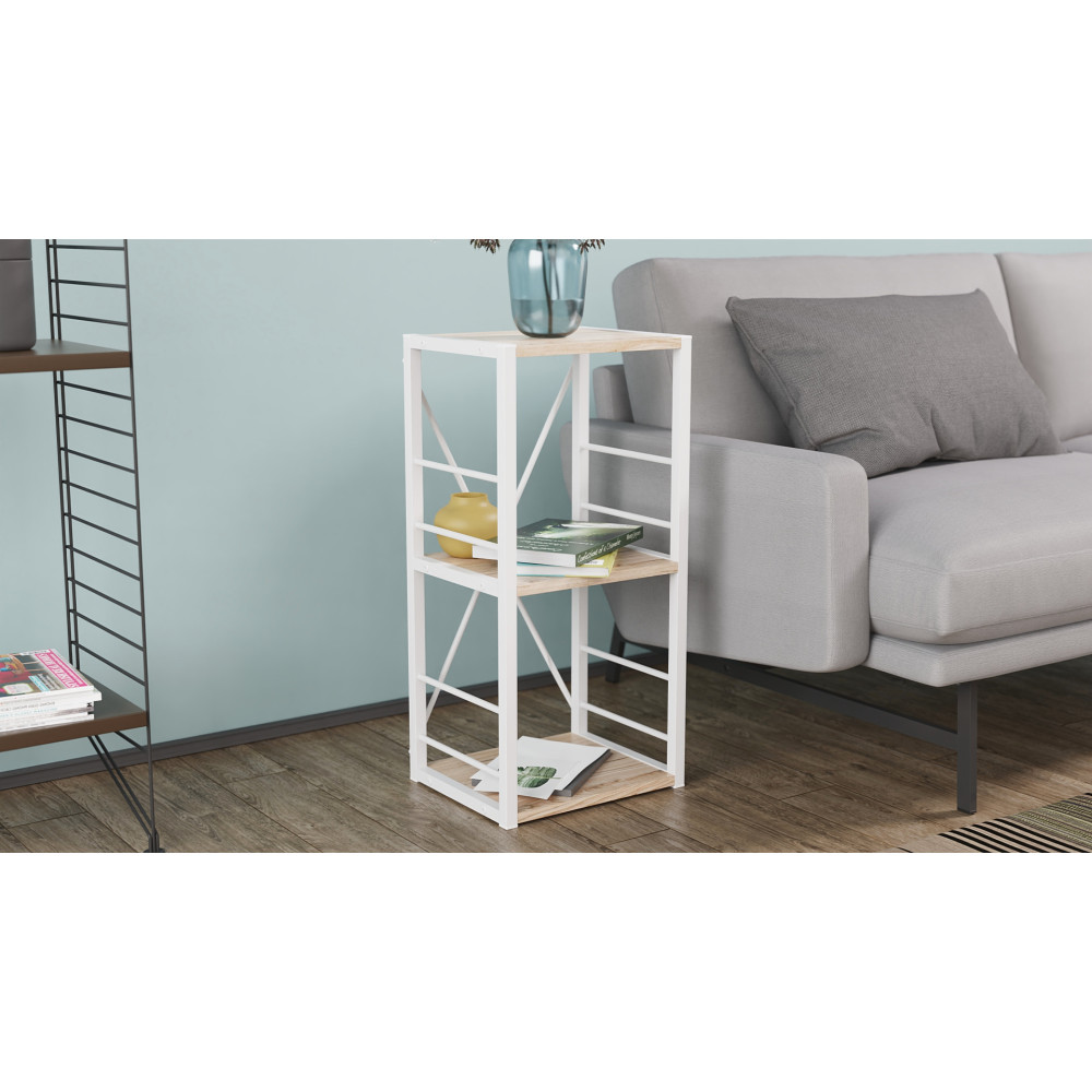 Етажерка 3/34 Ferrum-decor Серії Конект 73x34x28 білий ДСП Дуб Сан-Марино 16мм (FRD-104296)