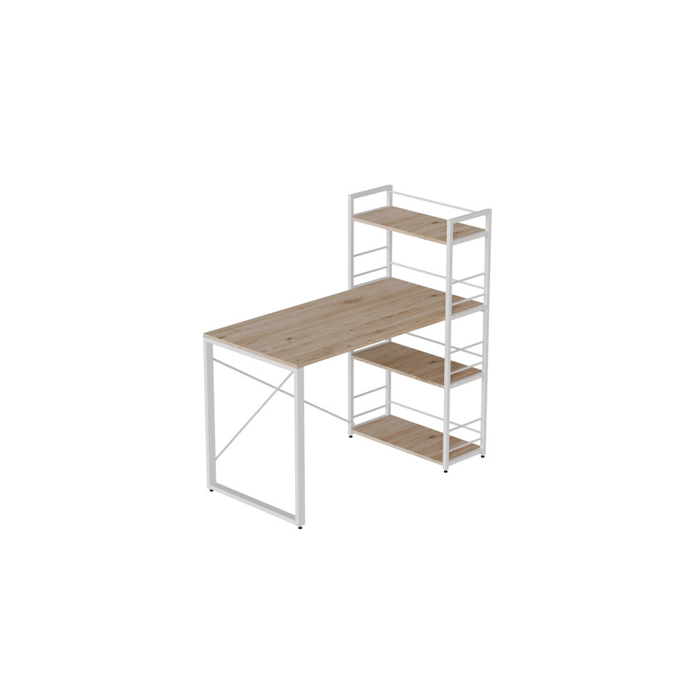 Письменный стол Ferrum-decor Серии Конект c этажеркой 75x120x60 белый ДСП Дуб Сан-Марино 16мм (FRD-104226)