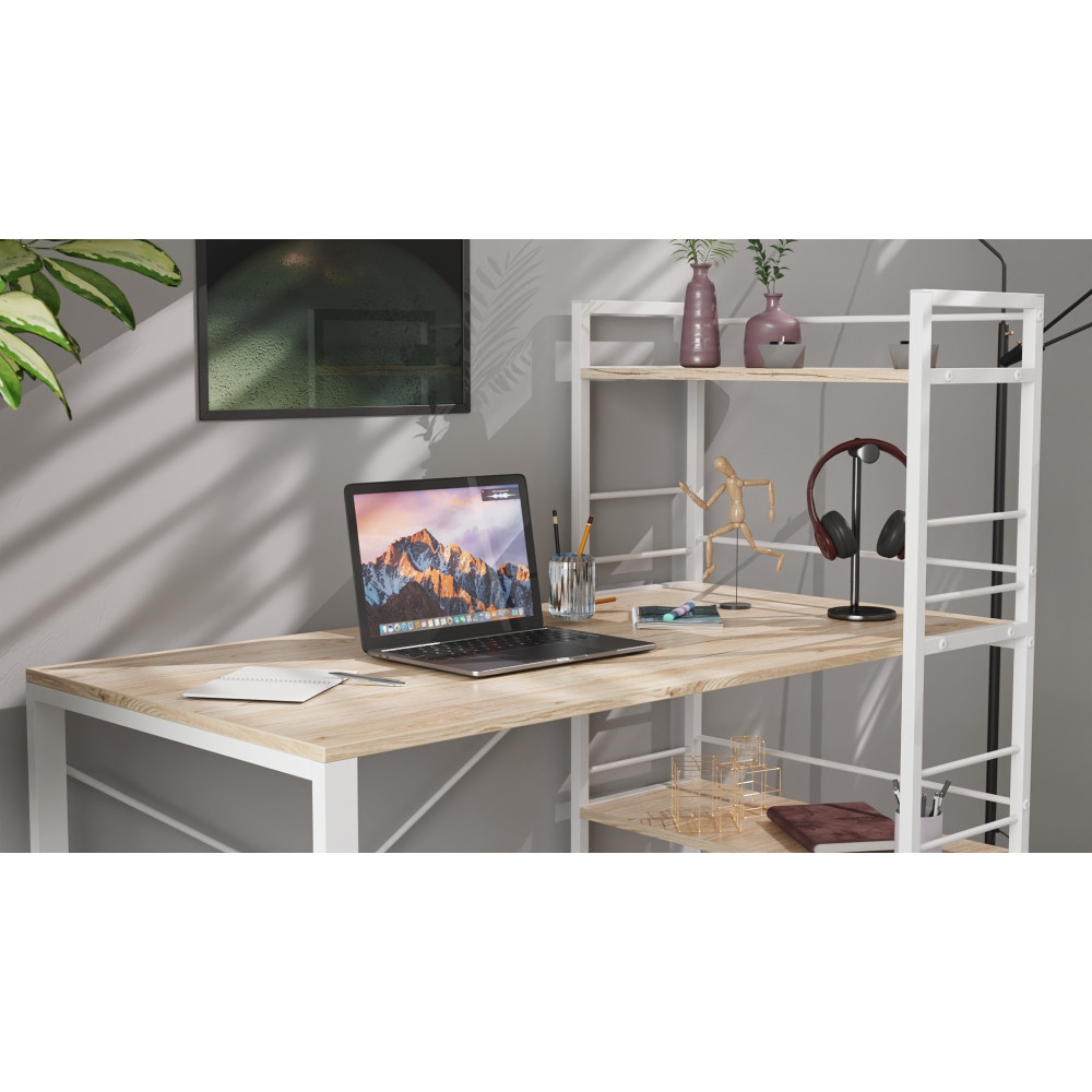 Письменный стол Ferrum-decor Серии Конект c этажеркой 75x120x60 белый ДСП Дуб Сан-Марино 16мм (FRD-104226)