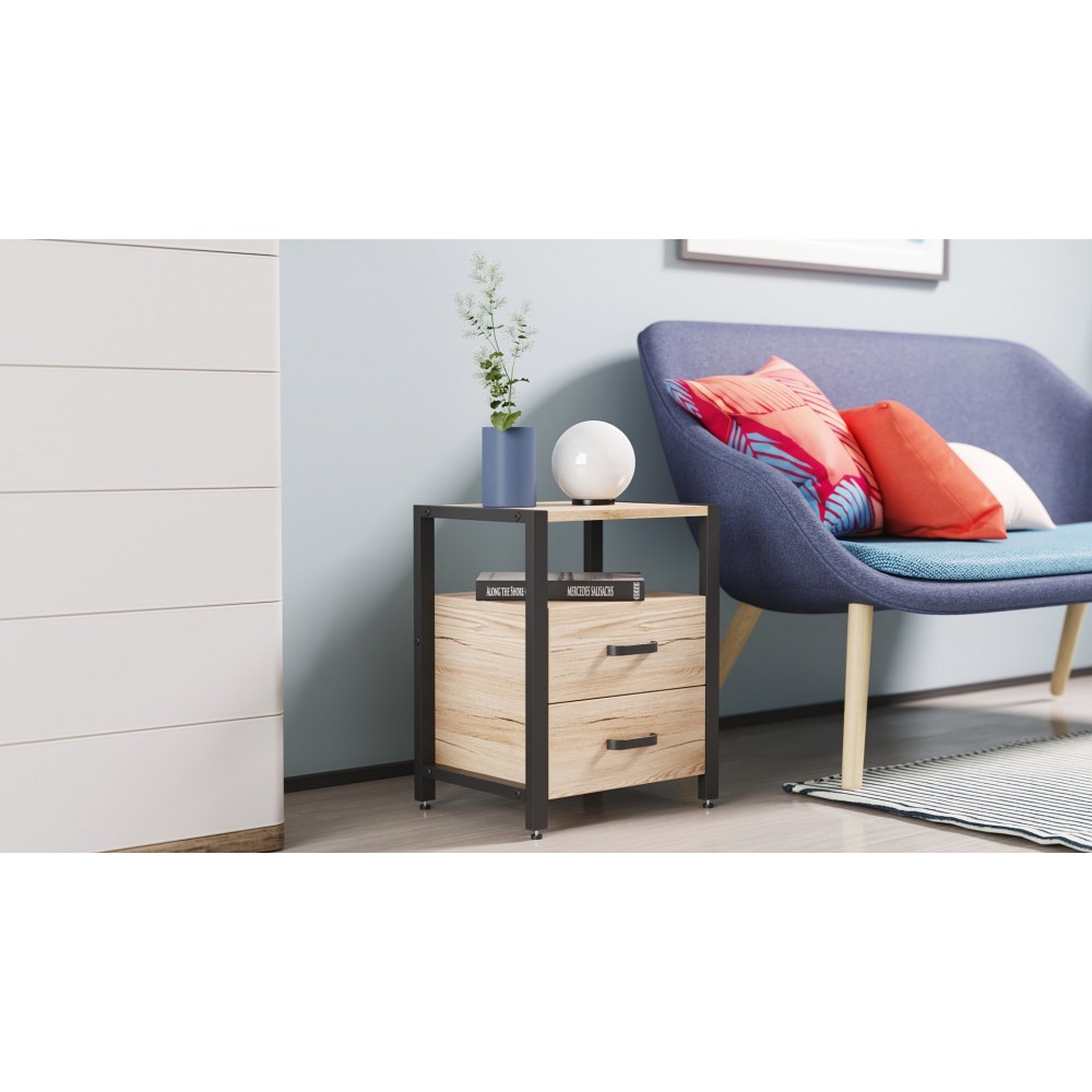 Тумба універсальна Ferrum-decor Вів'єн 2/2 50x41x40 чорний ДСП Дуб Сан-Марино 16мм (FRD-104157)