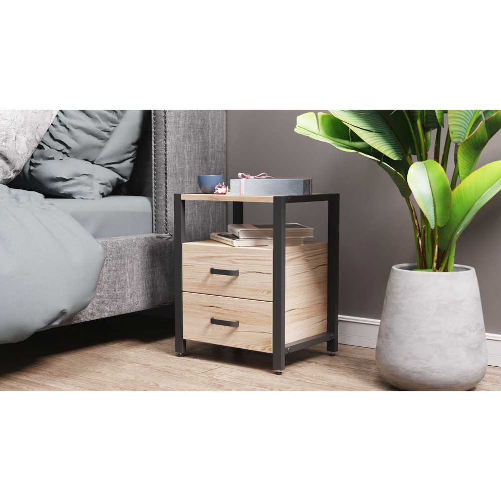 Тумба універсальна Ferrum-decor Вів'єн 2/2 50x41x40 чорний ДСП Дуб Сан-Марино 16мм (FRD-104157)
