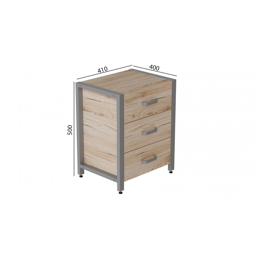 Тумба универсальная Ferrum-decor Вивьен 3 50x41x40 серый ДСП Дуб Сан-Марино 16мм (FRD-104197)