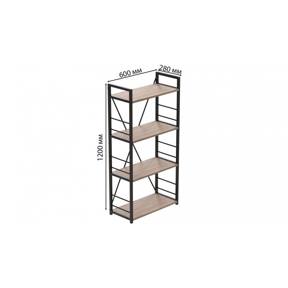 Этажерка 4/60 Ferrum-decor Серии Конект 120x60x28 черный ДСП Дуб Сан-Марино 16мм (FRD-104237)