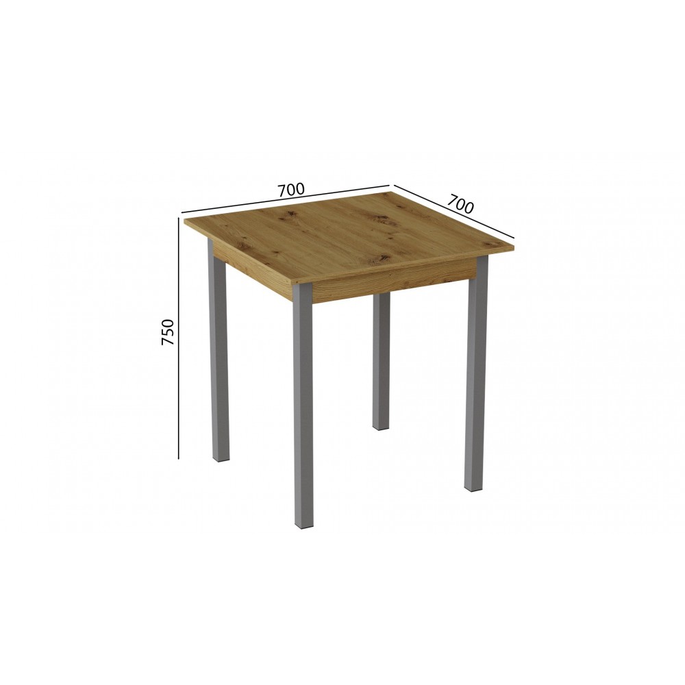 Стіл кухонний Ferrum-decor Дієго 75x70x70 Сірий ДСП Дуб Артизан 16мм (FRD-105707)