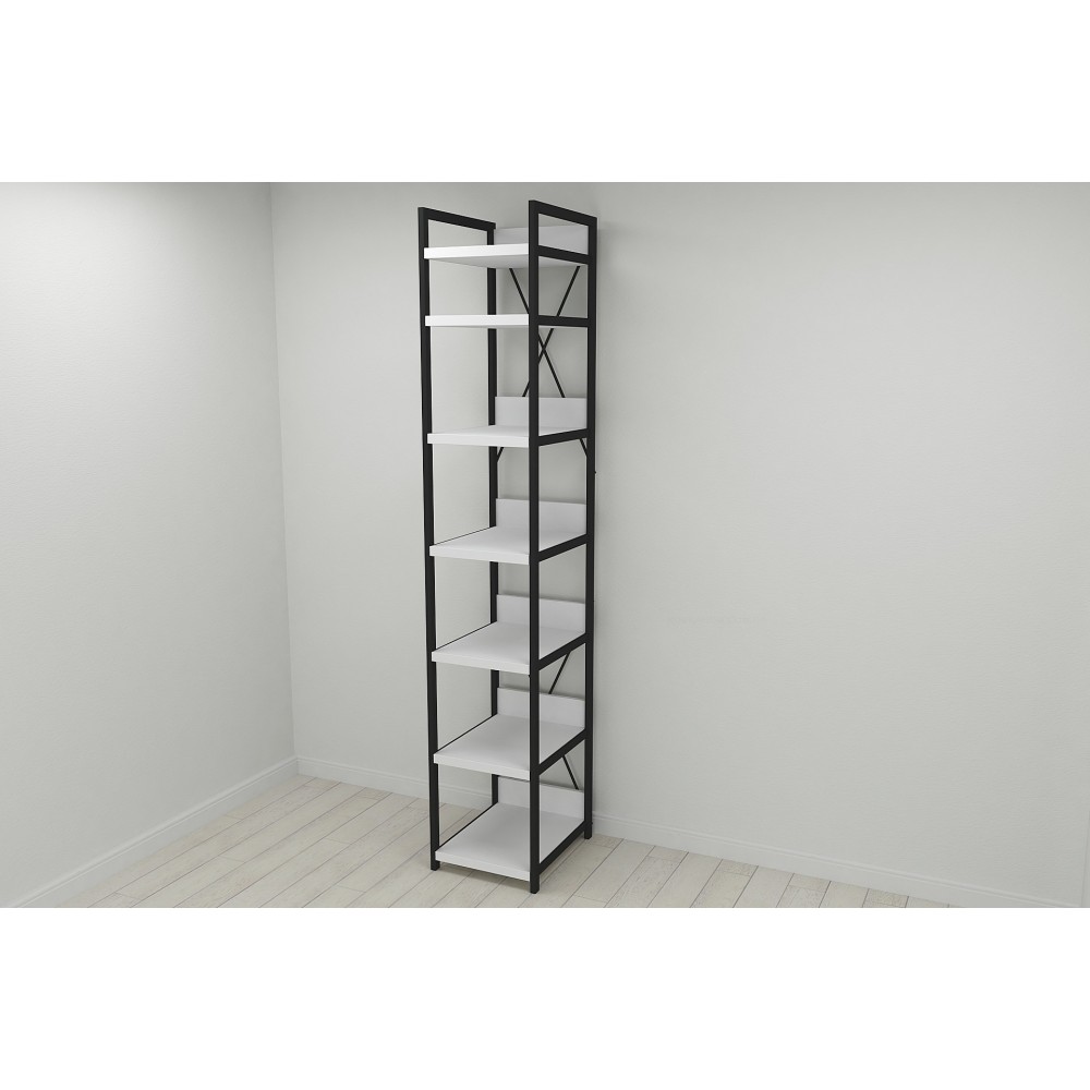 Шафа Гардероб Уні секція 4 серії Конект Ferrum-decor 220x40x50см Чорний метал ДСП Білий 32 мм (FRD-104547)