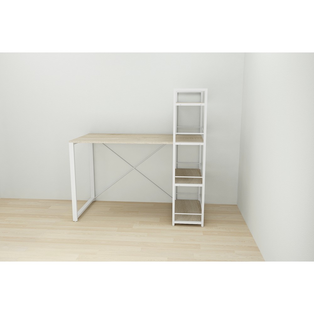 Письменный стол Ferrum-decor Серии Конект c этажеркой 75x120x600 белый ДСП Дуб Сонома 16мм (FRD-104227)