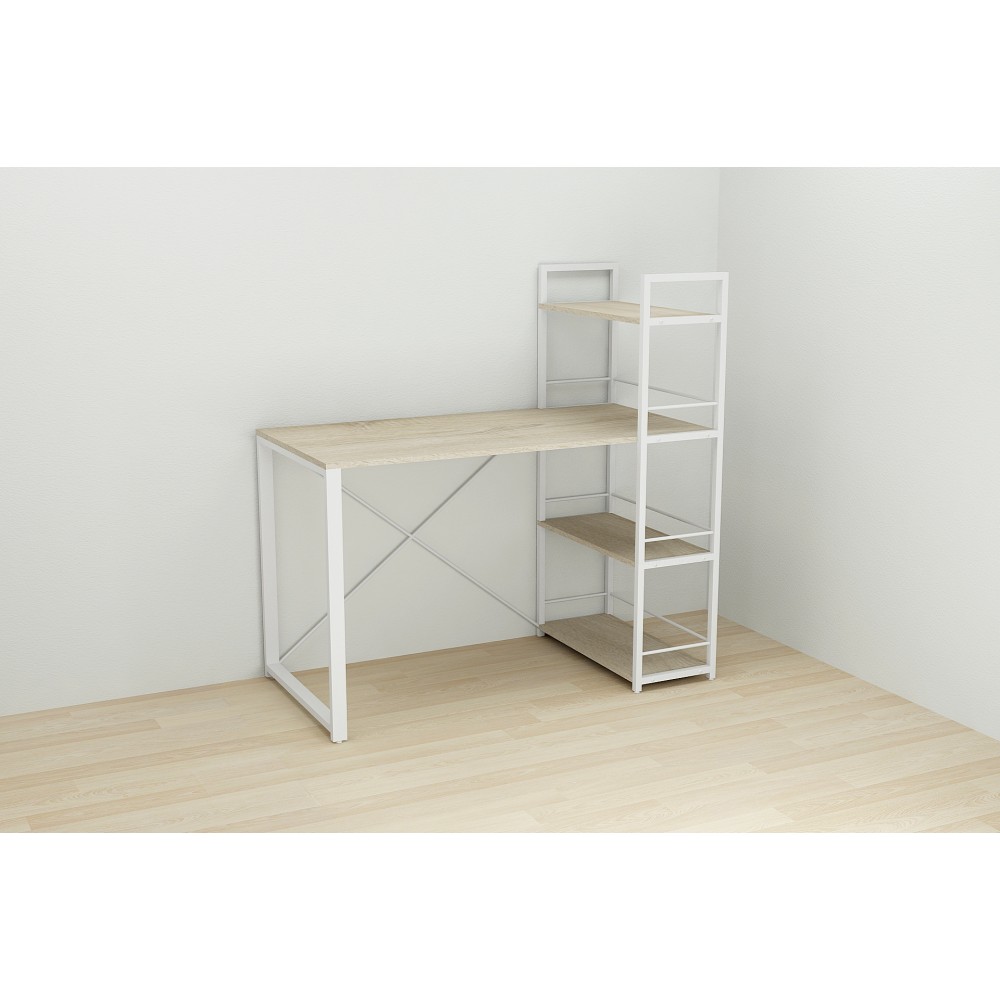 Письменный стол Ferrum-decor Серии Конект c этажеркой 75x120x600 белый ДСП Дуб Сонома 16мм (FRD-104227)