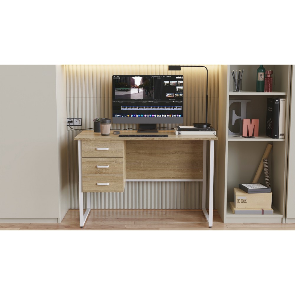 Письменный стол Ferrum-decor Гарри 75x120x70 белый ДСП Дуб Сонома 16мм (FRD-101002)