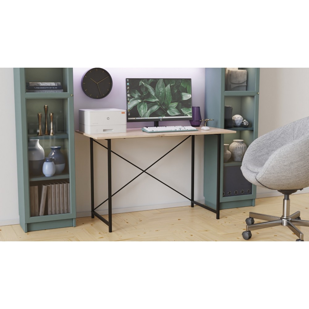 Стол письменный Line Лайт Ferrum-decor 750x1200x600 Черный металл ДСП Дуб Сан-Марино 16 мм (FRD-104858)