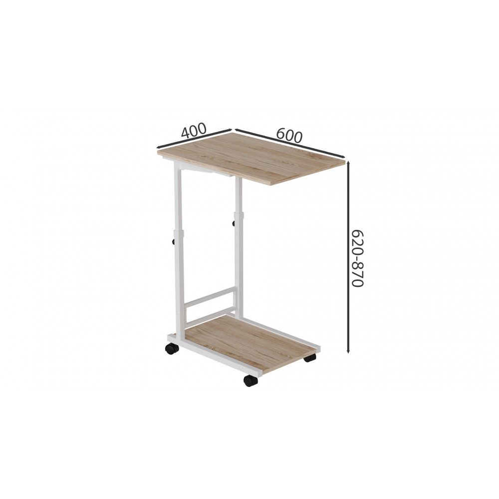 Стол приставной Ferrum-decor Френу 62x40x60 металл Белый ДСП Дуб Сан-Марино 16мм (FRD-102513)