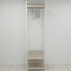 Шафа Гардероб Уні секція 1 серії Конект Ferrum-decor 220x60x50см Білий метал ДСП Дуб Сонома 32 мм (FRD-104509)