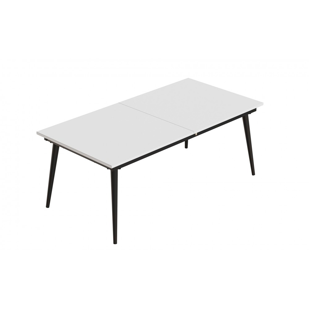 Стіл трансформер журнальний Dandi Small Ferrum-decor 45x120 160)x60 Чорний метал ДСП Білий 16 мм (FRD-106791)
