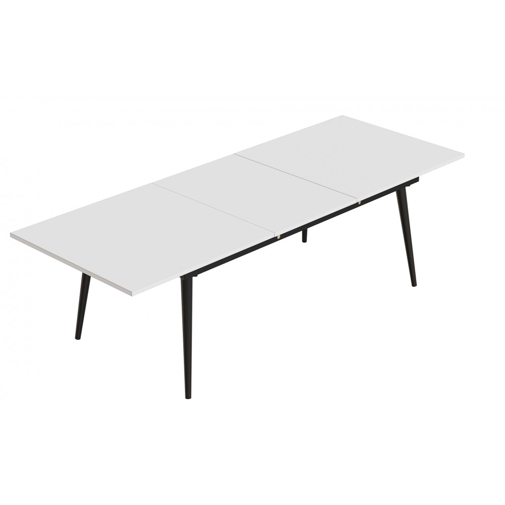 Стіл трансформер журнальний Dandi Small Ferrum-decor 45x120 160)x60 Чорний метал ДСП Білий 16 мм (FRD-106791)