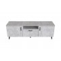 Тумба Лэстер на конусных ножках Ferrum-decor 48x139x38 Черный металл ДСП Бетон 16 мм (FRD-106801)