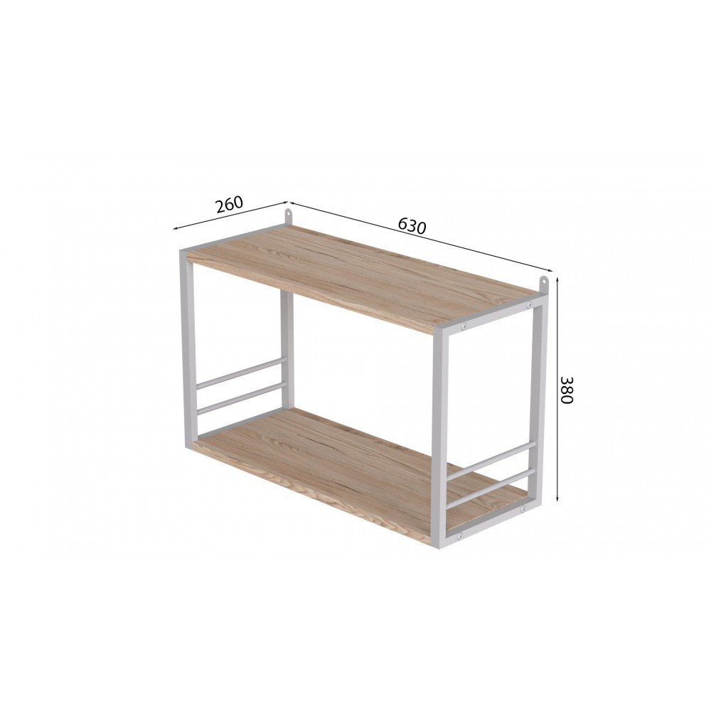 Книжкова полиця універсальна Ferrum-decor Стім 1 38x63x26 білий ДСП Дуб Сан-Марино 16мм (FRD-104092)