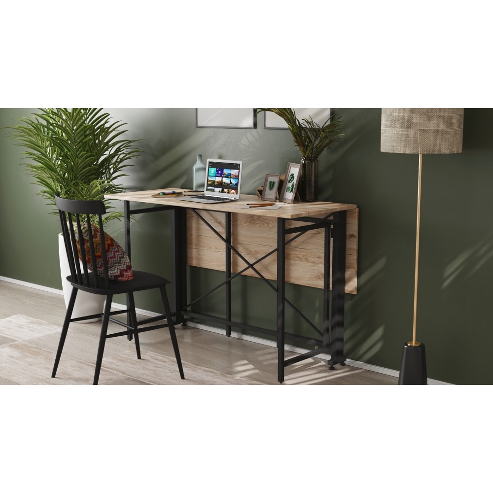 Стол-книжка трансформер Орион 3 Ferrum-decor 750x1150x880 Черный металл ДСП Дуб Сан-Марино 16 мм (FRD-105082)