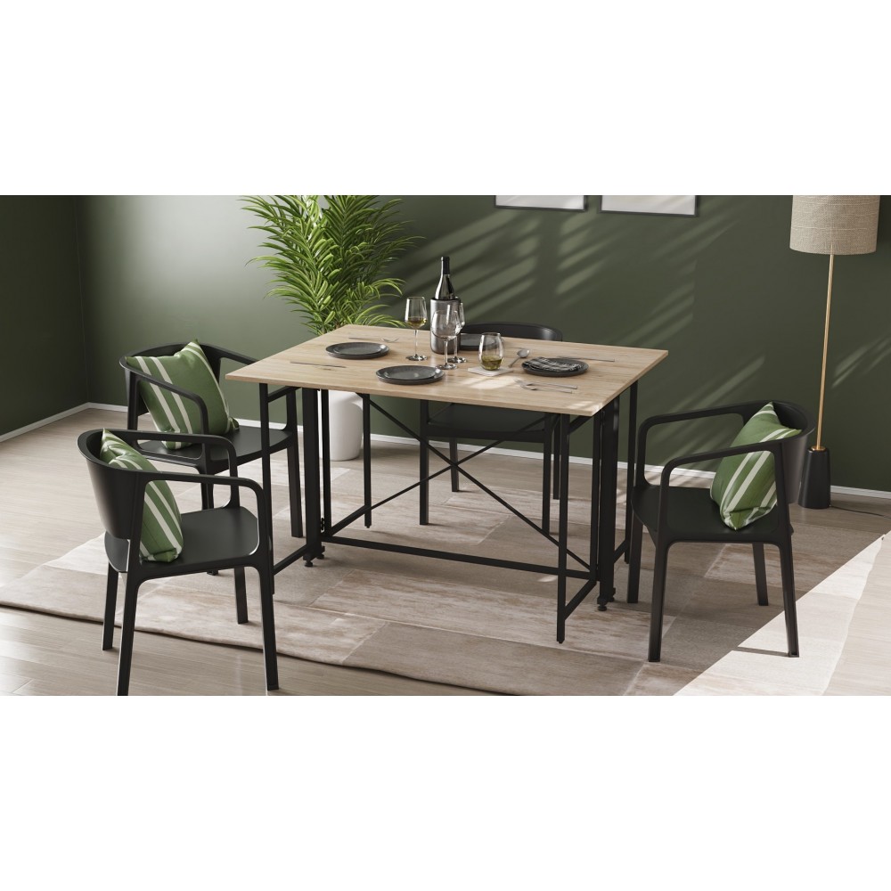Стол-книжка трансформер Орион 3 Ferrum-decor 750x1150x880 Черный металл ДСП Дуб Сан-Марино 16 мм (FRD-105082)