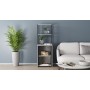 Стол-тумба трансформер Смарт 3/2 с этажеркой Ferrum-decor 1430x1450x600 Черный металл ДСП Бетон 16 мм (FRD-105122)