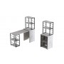Стол-тумба трансформер Смарт 3/2 с этажеркой Ferrum-decor 1430x1450x600 Черный металл ДСП Бетон 16 мм (FRD-105122)