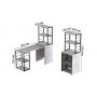 Стол-тумба трансформер Смарт 3/2 с этажеркой Ferrum-decor 1430x1450x600 Черный металл ДСП Бетон 16 мм (FRD-105122)
