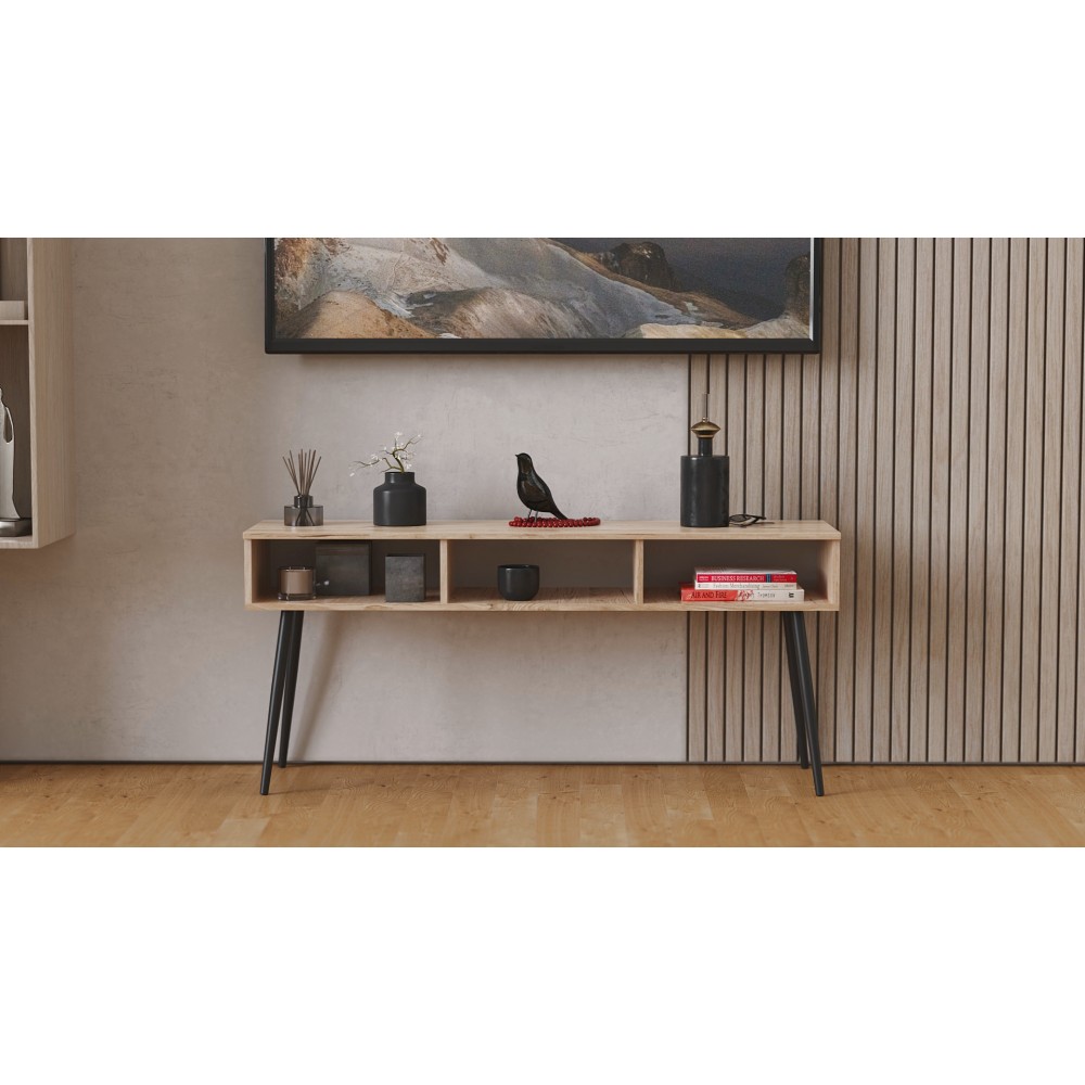 Тумба під телевізор Кентуки Ferrum-decor 45x139x38 Чорний метал ДСП Дуб Сан-Марино 16 мм (FRD-106732)