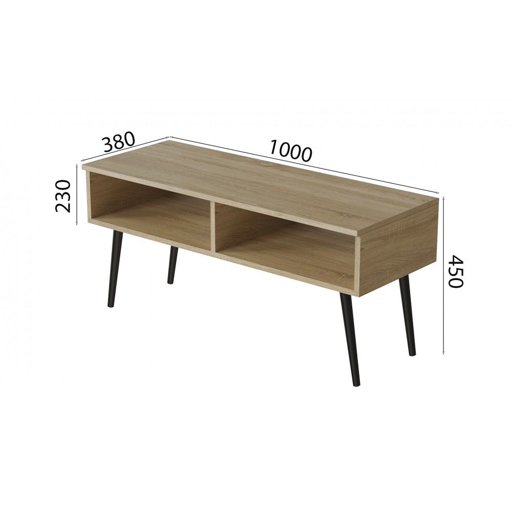 Тумба под ТВ Невада Ferrum-decor 45x100x38 Черный металл ДСП Дуб Сонома 16 мм (FRD-106722)