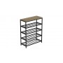 Полка для обуви Слайм 4 Ferrum-decor 820x630x260 Черный металл ДСП Дуб Сонома 16 мм (FRD-105162)