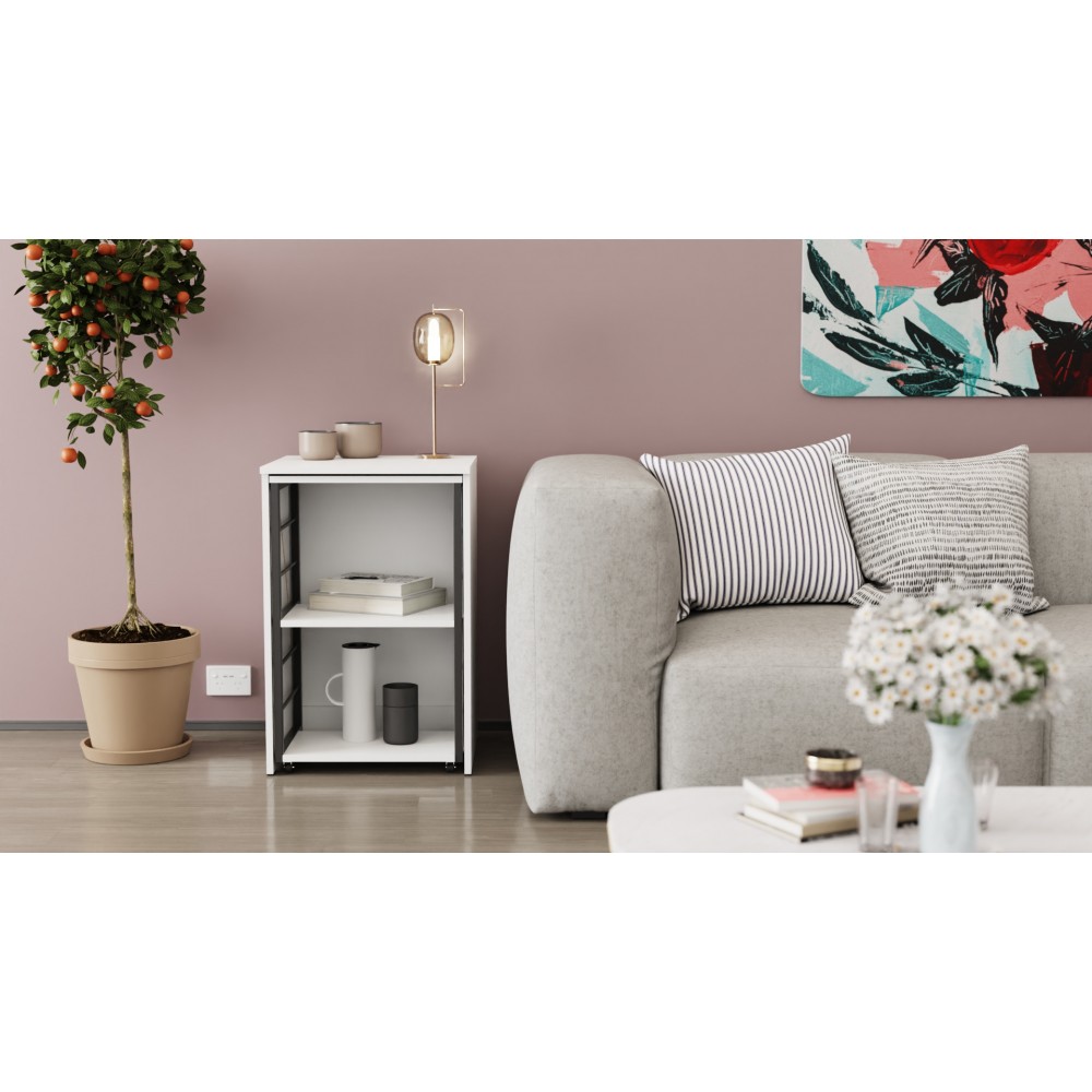 Стол-тумба трансформер Смарт 2/2 Ferrum-decor 750x1450x600 Черный металл ДСП Белое 16 мм (FRD-105102)