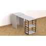 Стол-тумба трансформер Смарт 2/2 Ferrum-decor 750x1450x600 Черный металл ДСП Белое 16 мм (FRD-105102)