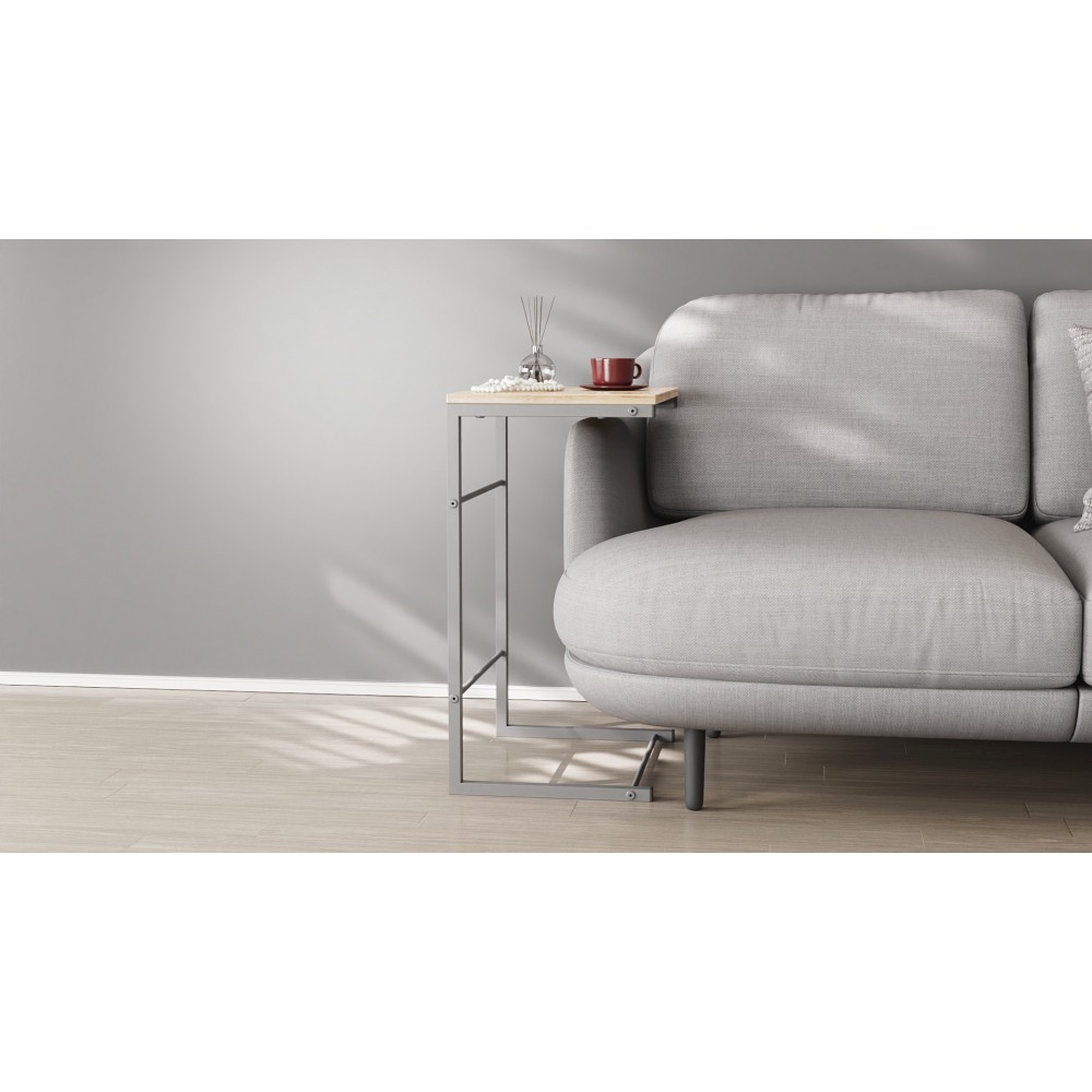 Столик приставний Террі Ferrum-decor 650x440x330 Сірий метал ДСП Дуб Сан-Марино 16 мм (FRD-104663)