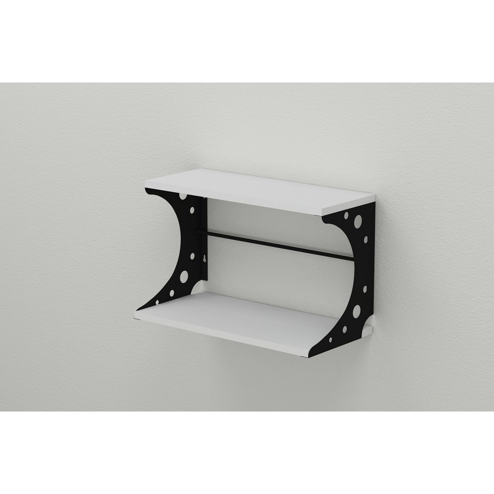 Настінна полиця Ferrum-decor Букін 330x600x240 метал Чорний ДСП Біле 16 мм (FRD-102863)