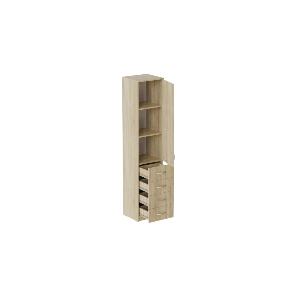Пенал Анжело Ferrum-decor на 3 полки с дверью и 4 ящиками 1900x400x380 ДСП Дуб Сонома 16 мм (FRD-104933)
