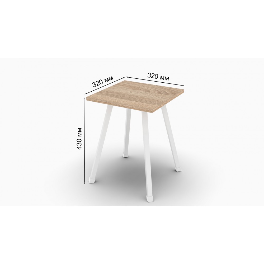 Кухонний табурет Ferrum-decor 430x320x320 Білий метал ДСП Дуб Сонома 16 мм (FRD-104643)