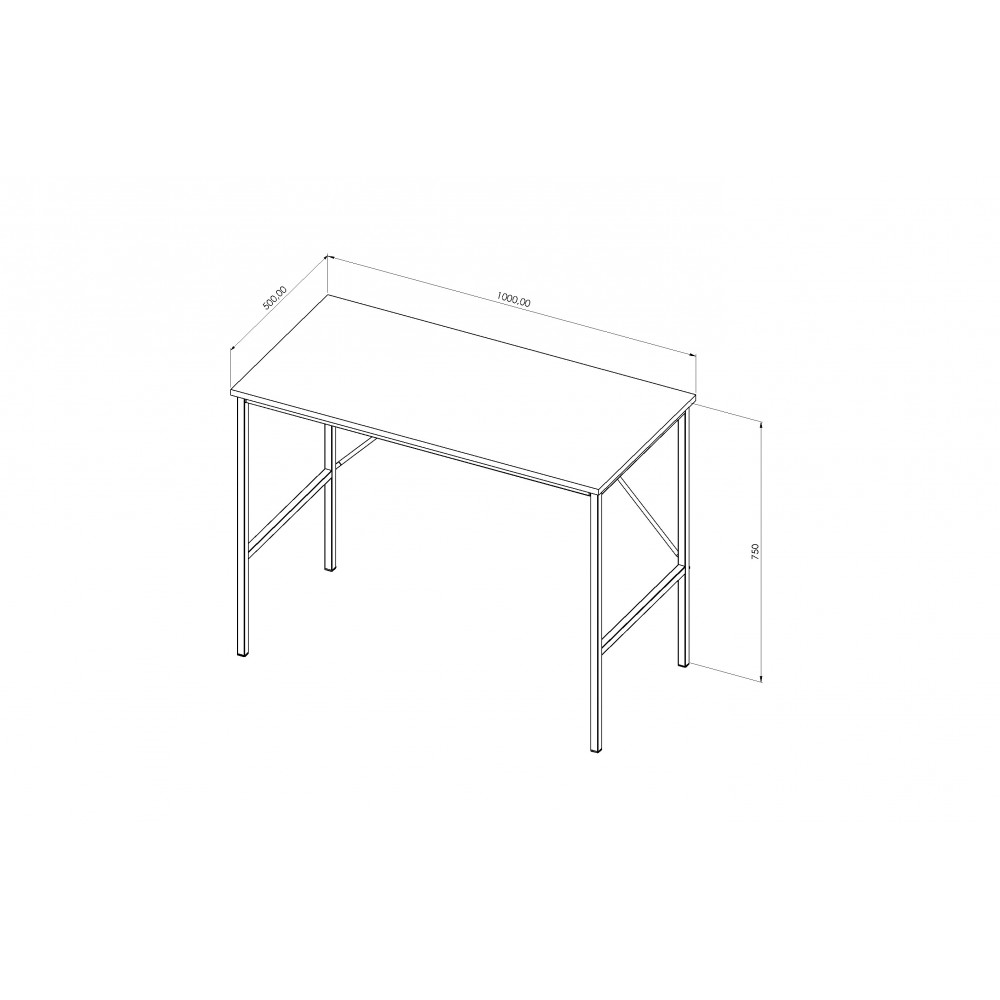 Стол письменный Line Тайм Ferrum-decor 750x1000x500 Черный металл ДСП Белое 16 мм (FRD-104864)