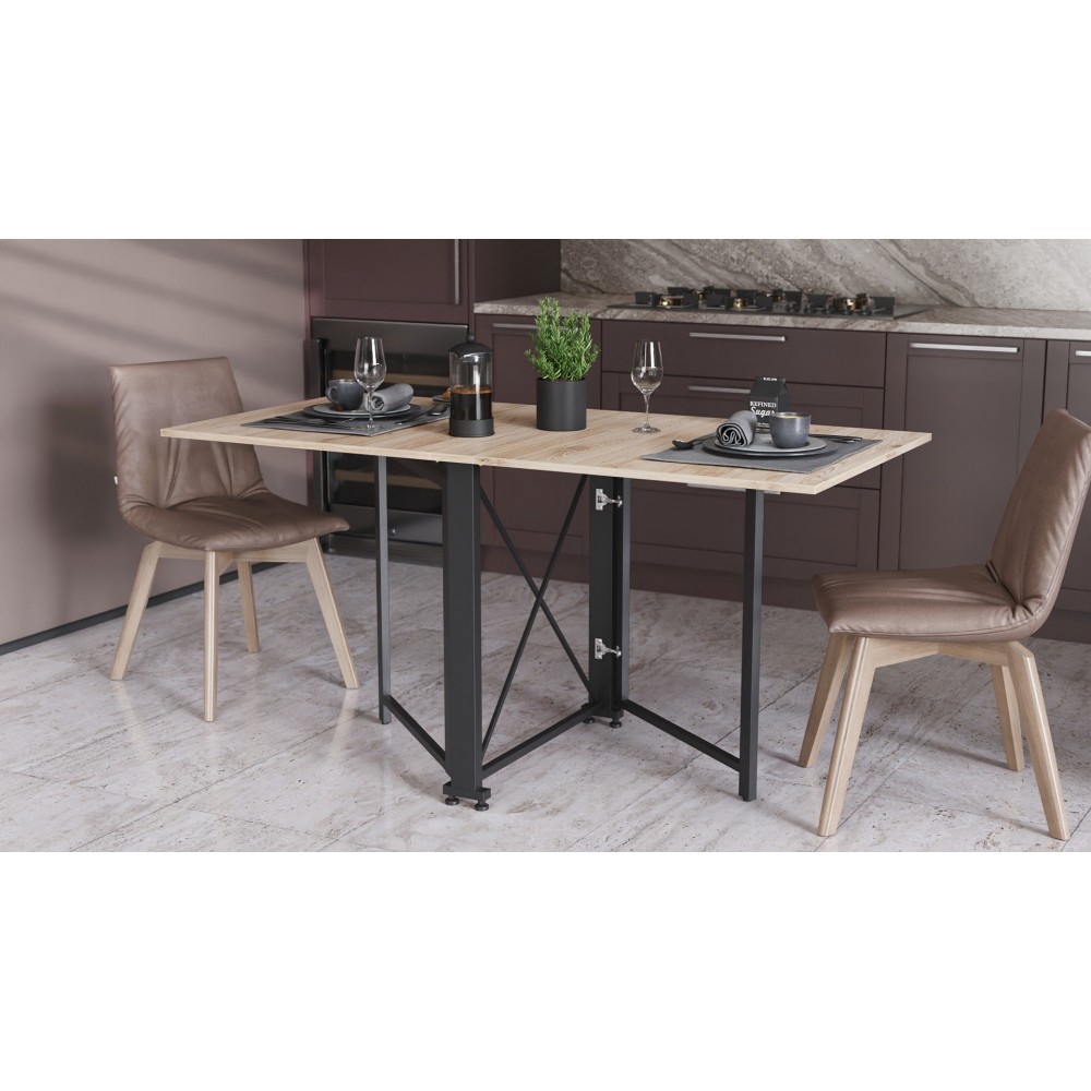 Стіл-книжка трансформер Оріон 2 Ferrum-decor 750x1520x730 Чорний метал ДСП Дуб Сан-Марино 16 мм (FRD-104584)